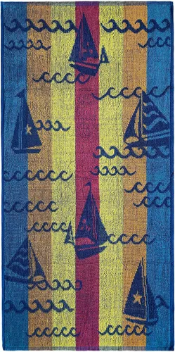 Miniatura 6 de Ipanema - Toalla de playa de viaje jacquard de rizo de 30 x 60 pulgadas, diseños surtidos, delfín, conchas marinas, peces, vela, 100% algodón