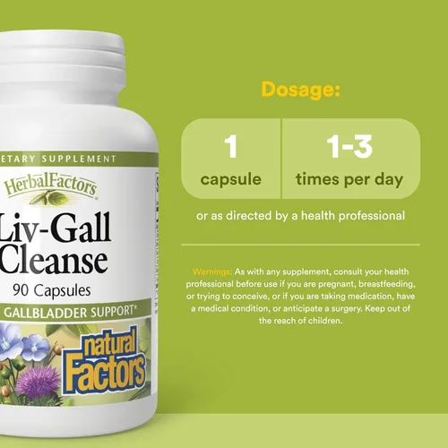 Miniatura 3 de Natural Factors - HerbalFactors Liv-Gall Cleanse, soporte herbario para hígado y vesícula biliar, 90 cápsulas