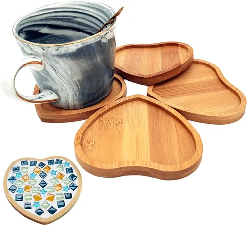 Miniatura 10 de 4 posavasos de bambú de mosaico para manualidades, bandejas de base en blanco, posavasos para beber, posavasos para plantas, placa de arte