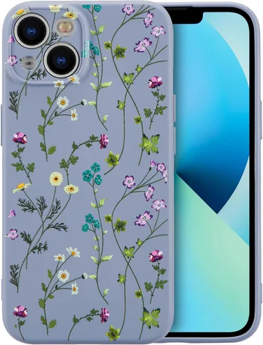Miniatura 78 de RALEAVO Funda Floral para iPhone 12, Cubierta de Silicona Líquida con Bonito Patrón de Rama de Flores para Niñas y Mujeres, Funda Protectora de Goma