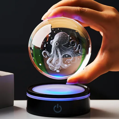 Miniatura 3 de Estatua de bola de cristal 3D, regalo de bola de vidrio del océano femenino, adecuada para amigas y amigos masculinos, graduados, amigos, colegas