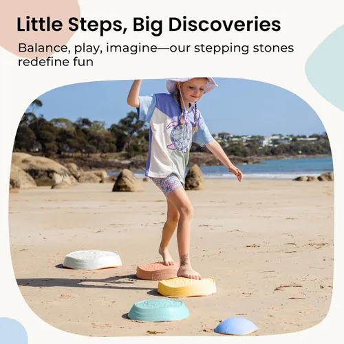 Miniatura 2 de Tiny Land Piedras para pisar para niños, 5 piezas Piedras antideslizantes para niños pequeños, Piedras sensoriales para promover el equilibrio