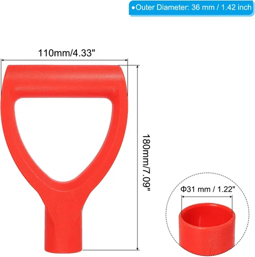 Miniatura 2 de PATIKIL Empuñadura de plástico en forma de D, mango de pala de 1.220 in de diámetro interior, mango de repuesto PP en forma de D para mango