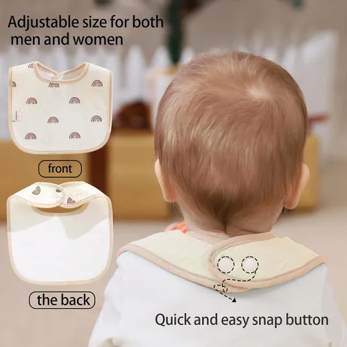 Miniatura 5 de Baberos tipo bandana para bebé, paquete de 6 unidades impermeables para niños pequeños, baberos suaves de algodón absorbente para comer, babear