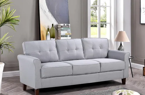 Miniatura 4 de Container Furniture Direct Kouchouk - Muebles de sala de estar de terciopelo cómodos de tres plazas, sofá moderno de mediados de siglo, sofá biplaza