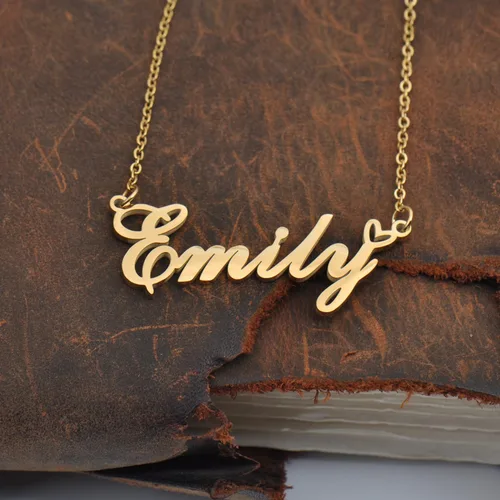 Miniatura 6 de Aoloshow Collar personalizado con nombre de corazón dorado personalizado con cualquier nombre, joyería de acero inoxidable para graduación de mujer