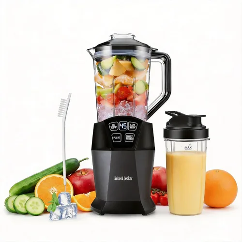 Miniatura 9 de Liebe&Lecker Batidora Bullet con 1200 W de pico de vatios, potente batidora de batidos, tecnología inteligente, mezcla de frutas congeladas