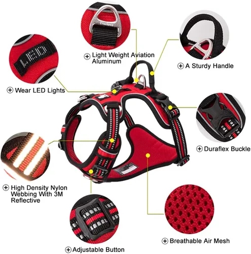 Miniatura 3 de TRUE LOVE Arnés para perro sin tirones de nylon reflectante para mascotas ajustable, control cómodo, colores brillantes Truelove TLH56512 Marrón
