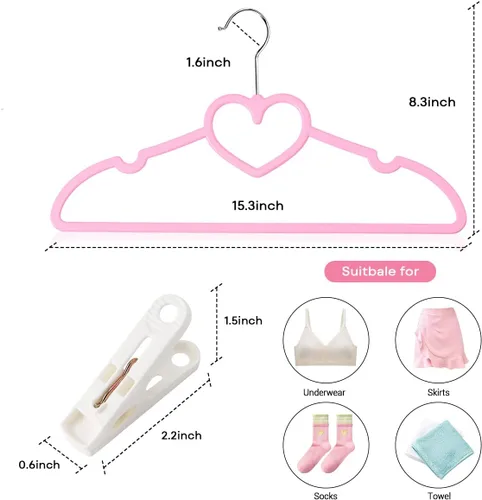 Miniatura 2 de Perchas de plástico de 30 unidades, lindas perchas en forma de corazón ultra delgadas que ahorran espacio con gancho giratorio de 360 grados y 10