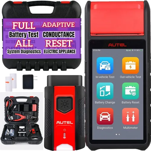 Autel MaxiBAS BT608 - Probador de batería de coche de 12 V con impresora incorporada, analizador de sistema eléctrico, conductancia adaptativa,