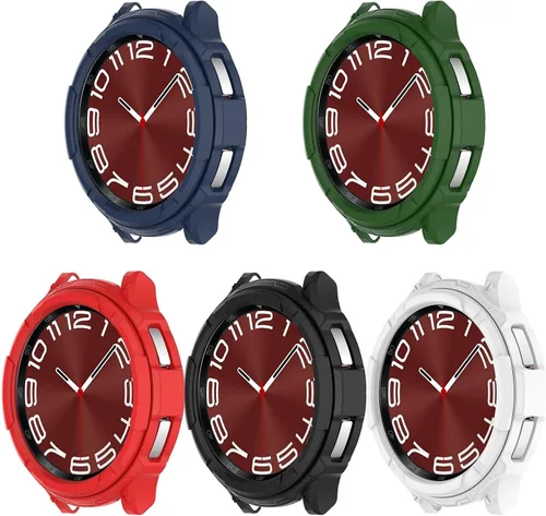 Miniatura 4 de E ECSEM Funda compatible con Samsung Galaxy Watch 6 Classic de 1.73 pulgadas y 1.77 pulgadas, carcasa de borde completo con anillo de bisel