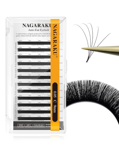 Miniatura 42 de NAGARAKU Easy Fan Extensiones de Pestañas Volumen Lash 0.07 Rizo D 8-15mm Bandeja Mixta Floración Rápida Visón Sintético en Racimo Para Ventilador