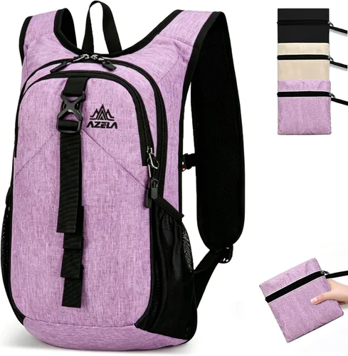 Miniatura 8 de Mochila de senderismo pequeña de 15L plegable ultraligera Trekking Camping al aire libre Mochila para mujeres hombres (beige)