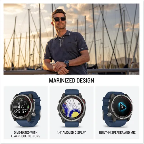 Miniatura 2 de Garmin® quatix® 8, 51 mm, reloj inteligente GPS marino, pantalla AMOLED brillante, controles de trazador de cartas, linterna incorporada