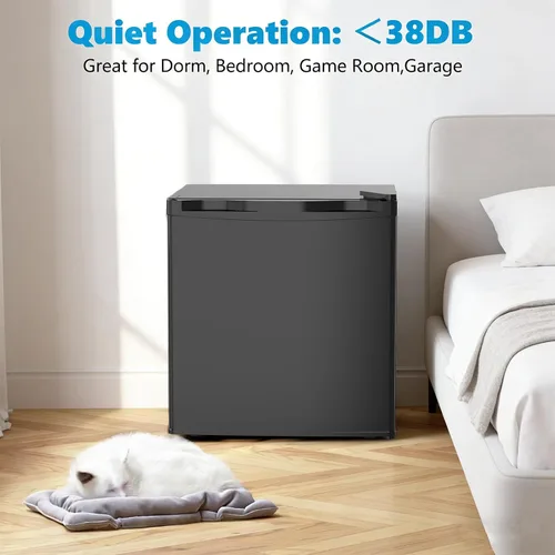Miniatura 8 de Antarctic Star Mini refrigerador con congelador, capacidad 1.6 pies cúbicos, refrigerador vertical pequeño con estantes removibles, termostato de 7