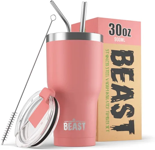 Miniatura 61 de Beast Vaso Térmico de 30 oz de Acero Inoxidable con Aislamiento al Vacío para Café y Hielo de Doble Pared Termo de Viaje (Rojo Arándano)