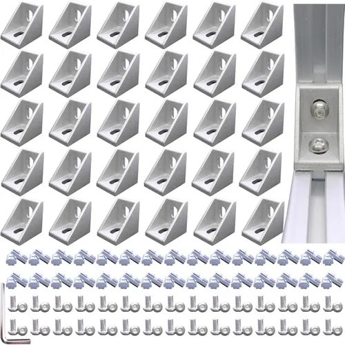 Miniatura 18 de 20 juegos de conectores de perfil de aluminio serie 1010, 20 soportes de esquina 1010, 40 tuercas en T, 40 tornillos hexagonales y 1 llave