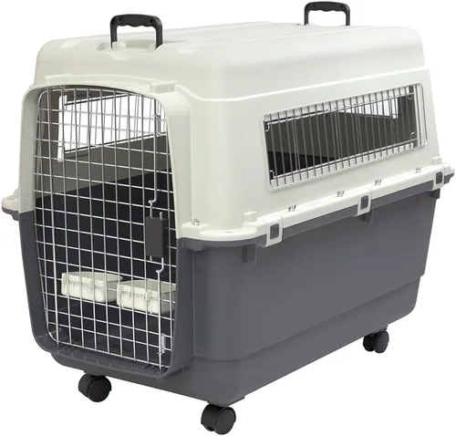 Miniatura 17 de SportPet - Jaula de viaje para perros con puerta de alambre aprobada por aerolíneas, de plástico duradero con ruedas extraíbles, plegable, cuencos