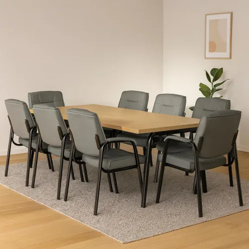Miniatura 12 de Naomi Home Sillas apilables de piel sintética para invitados de oficina, sillas de recepción con reposabrazos para vestíbulo, clínica, sala
