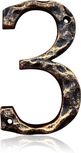 Miniatura 13 de Números y letras de casa de 5.5 pulgadas, número de dirección de casa de metal de hierro fundido altamente visible para buzón de oficina de calle