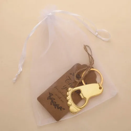 Miniatura 7 de Paquete de 12 llaveros con huella de bebé, abridor de botellas y decoración para baby shower, abrebotellas para invitados de boda, fiesta