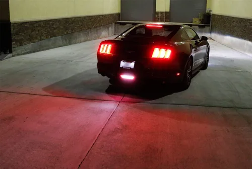 Miniatura 9 de iJDMTOY Foglamp LED trasera de lente ahumada compatible con Ford Mustang 2015-2017, montaje de luz trasera LED roja completa funciona como luz
