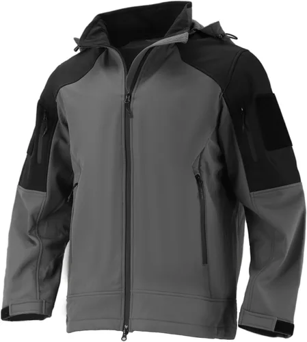 Miniatura 8 de Chaqueta impermeable de softshell para hombre, resistente al viento con forro polar para invierno con capucha, ligera y cálida