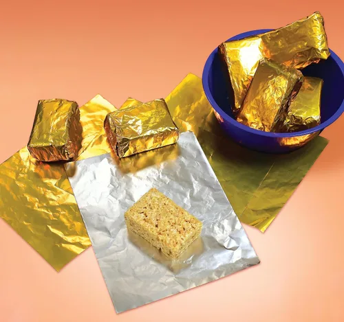 Miniatura 6 de Better Kitchen Products Envolturas de caramelo de papel de aluminio dorado, 6 x 7.5 pulgadas, parte trasera plateada, embalaje individual