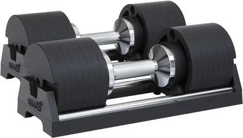 SNODE AD80 Drop Proof 80 lbs Adjustable Dumbbell Set -Adjustable Weights with Cast Iron Plates and Cradle, Knurled Handle, Fast Adjust, Compact Home