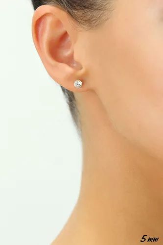 Miniatura 3 de Aretes oro amarillo 14K solitario, zirconia cúbica, CZ con mariposas