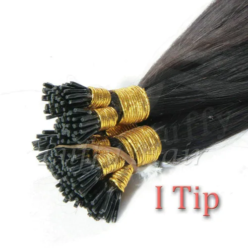 I Tip - Extensión de cabello humano sedoso y lacio preunido, cabello brasileño con punta en I de microenlaces rectos, 100 hebras, 3.53 oz (28