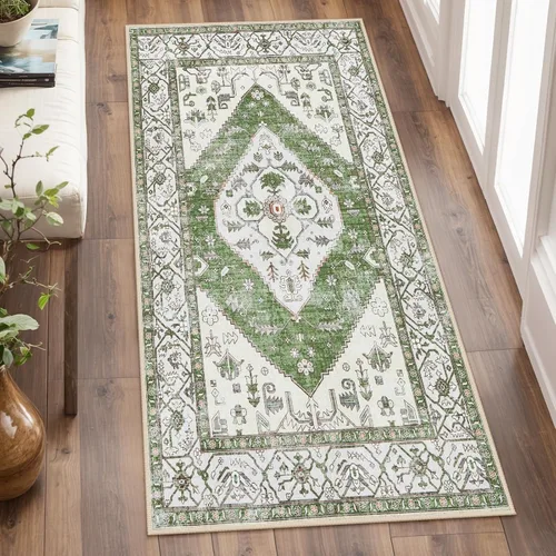 Miniatura 18 de Lahome - Tapete con diseño bohemio, pequeño, antideslizante, lavable, ultradelgado, con estampado oriental desgastado, para entrada, cocina