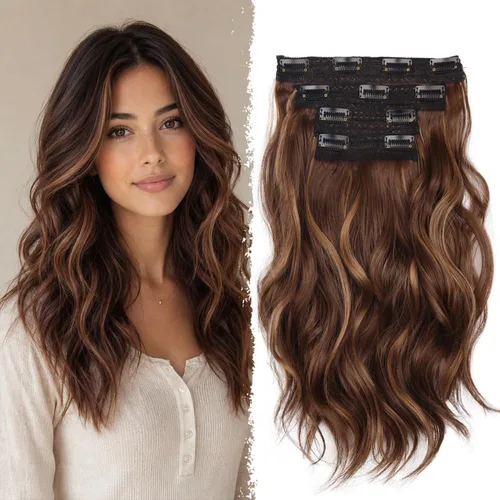 Miniatura 14 de Extensiones de cabello con clip, extensiones de cabello sintético ondulado de 14 pulgadas con clip (color: 22H10#)