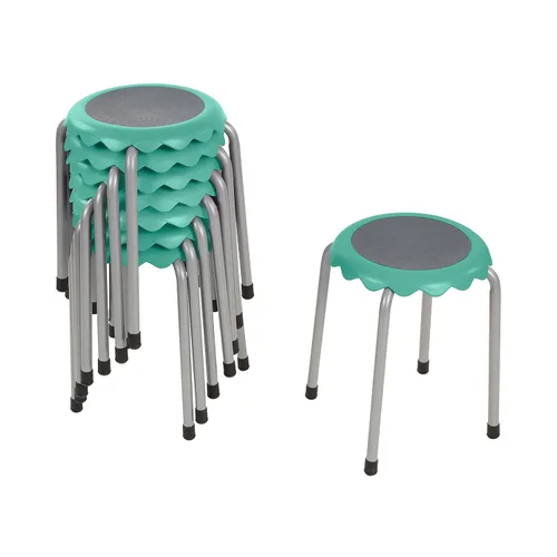 ECR4Kids Daisy - Juego de Taburetes Apilables, Asientos Flexibles, Verde Agua, 8 Piezas Seafoam
