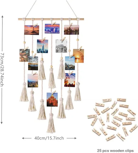 Miniatura 2 de HVEST Decoración de pared de macramé bohemio para colgar en la pared, múltiples imágenes, decoración de pared para dormitorio universitario