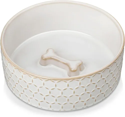 Miniatura 10 de Taza de comida para perros de cerámica MALACASA, 3.5 tazas o 32oz de plato de agua para comida de perro para razas medianas, taza para mascotas apta