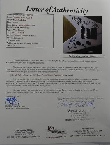 Miniatura 4 de Firmado Judas Priest Guitarra Autografiada Certificado Jsa Loa # Z59470