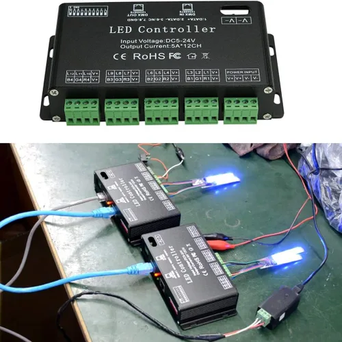 Miniatura 4 de Controlador de tira de luz LED RGB AZIMOM, decodificador DMX de 12 canales, controlador de atenuación DMX512, módulo de luz LED DC5V-24V