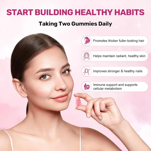 Miniatura 8 de SCOLA Gomitas para el cabello, la piel y las uñas, biotina (10,000 mcg) Suplemento vitamínico para el cabello, la piel y las uñas, para mujeres