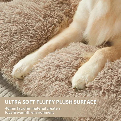 Miniatura 4 de BFPETHOME Camas para Perros Grandes, Cama de Felpa para Jaula de Perro Mullida y Acogedora Almohadilla para Perrera para Dormir y Aliviar