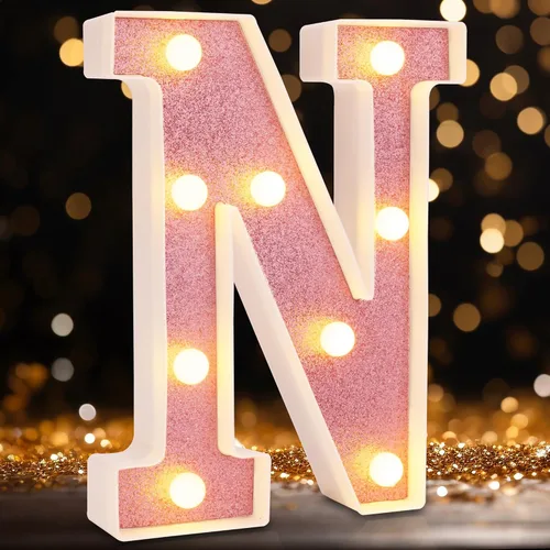 Miniatura 17 de Letras pequeñas de marquesina LED, letras iluminadas, letras LED de 8.58 pulgadas, letrero iluminado a pilas para mesa, fiesta, cumpleaños