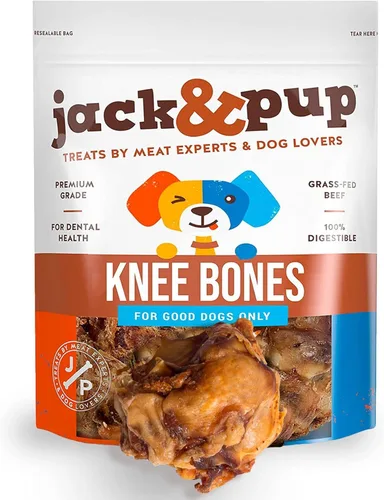 Jack&Pup Huesos de ternera, rodillera para perros, huesos naturales de perro de larga duración, rodilleras de hueso de res para perros grandes