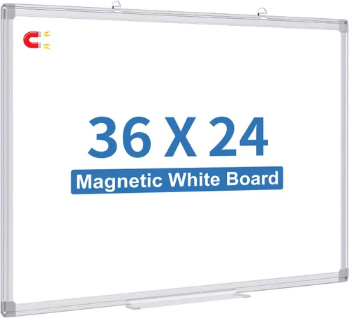 Miniatura 10 de Pizarra blanca de borrado en seco, pizarra magnética de borrado en seco de 24 x 18 pulgadas para pared, marco de aluminio para colgar, pizarra