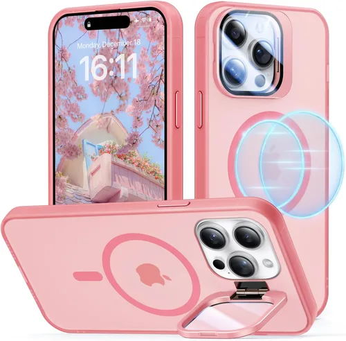Miniatura 20 de Funda para iPhone 14 Pro, protección contra caídas de grado militar, compatible con MagSafe, soporte integrado y protector de lente de cámara, funda