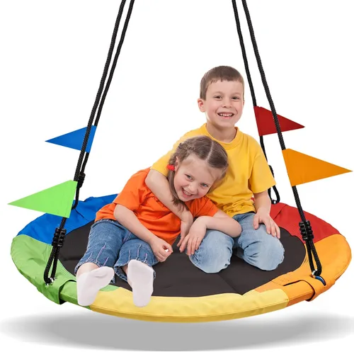 PACEARTH Columpio de árbol de 40 pulgadas, capacidad de peso de 900 libras, 2 correas colgantes adicionales, cuerdas ajustables de múltiples hebras,