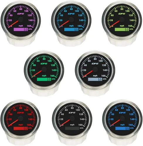 Miniatura 24 de ELING Velocímetro GPS de 3.346 in 0-200 MPH Kit de medidor de velocidad para coche, camión, motocicleta con 7 retroiluminaciones 12 V 24 V