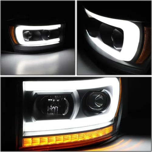 Miniatura 20 de DNA MOTORING HL-HPL-RM06-G-CH-AM LED U-Bar DRL Faros de señal de giro perseguidores compatibles con Dodge Ram 1500 06-08/Dodge Ram 2500 3500 06-09