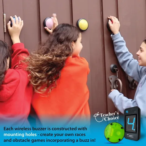 Miniatura 9 de Teacher's Choice Sistema de Botón de Buzzer de Juego para 4 Jugadores con Luz Inalámbrica Muestra al Jugador Ganador Sonidos Fuertes y Únicos