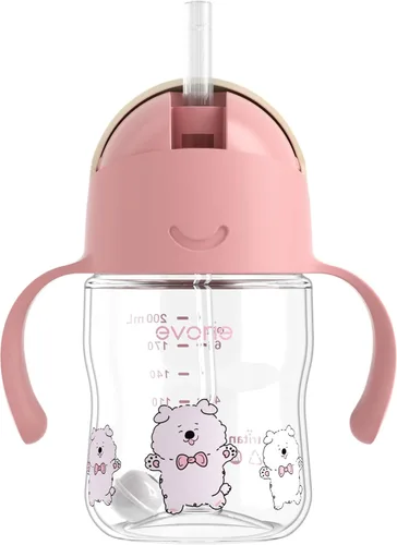 Miniatura 24 de Evorie Tritan - Vaso para beber con popote con peso con asas para bebés y niños pequeños, botella de agua a prueba de derrames con popote para 6