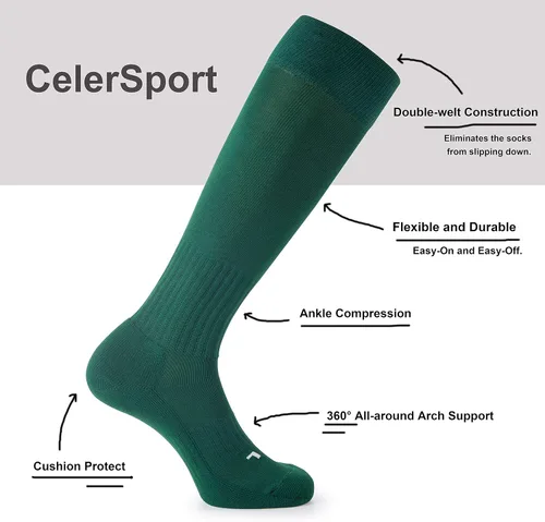 Miniatura 5 de CS CELERSPORT Pack de 23 calcetines de fútbol, sóftbol y béisbol para niños, jóvenes y adultos - Calcetines de compresión multideporte